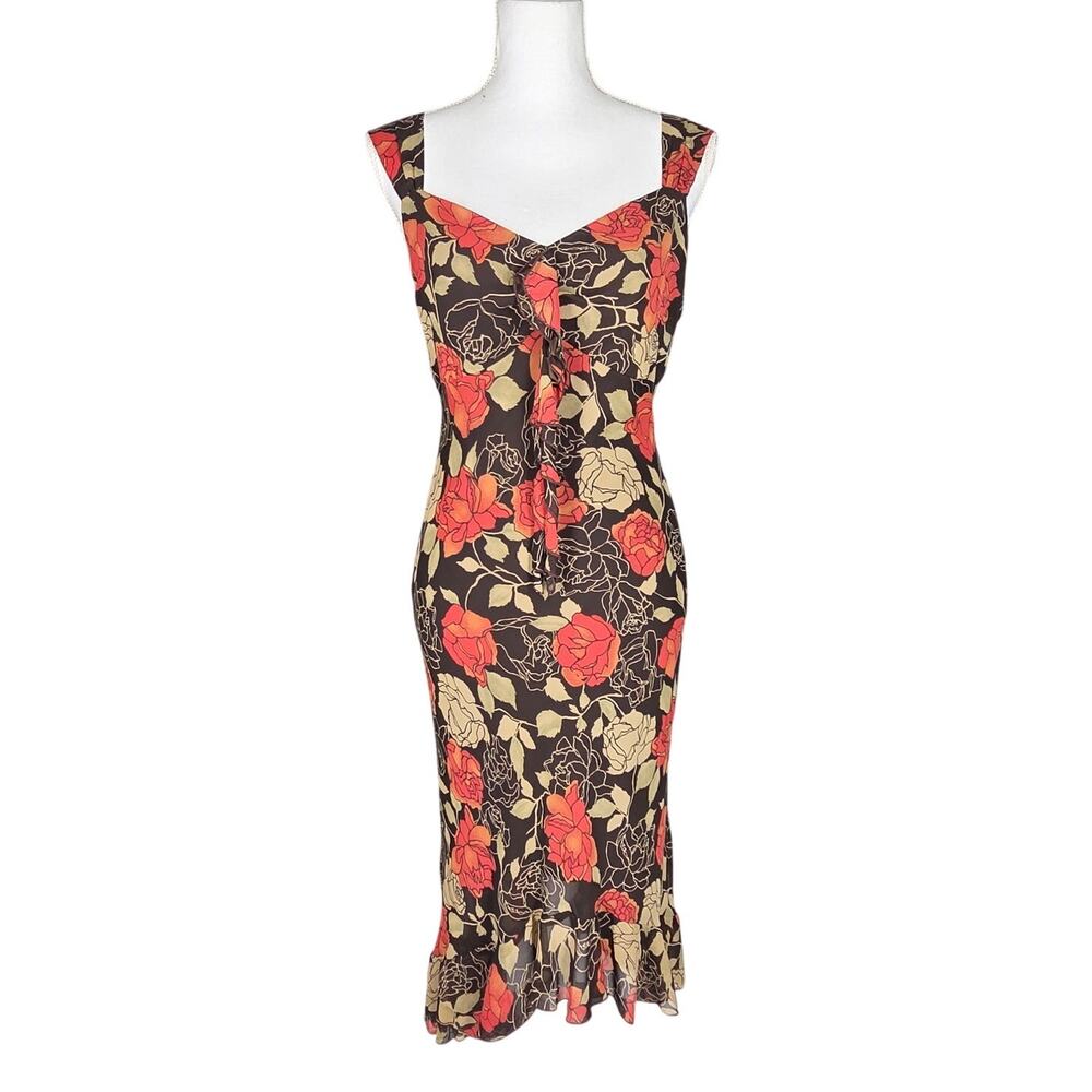 HEART & SOUL SOULMATES FLORAL VINTAGE SUMMER DRESS – WOMEN'S SIZE 7 – BROWN/RED